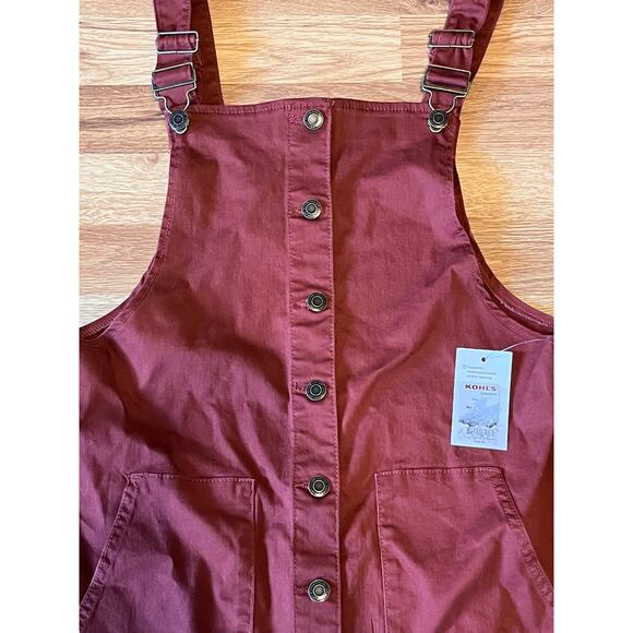 SO Rust Button Down Pinafore Dress Medium Cotton Blend Overall Jumper Skirt - Picture 4 of 12